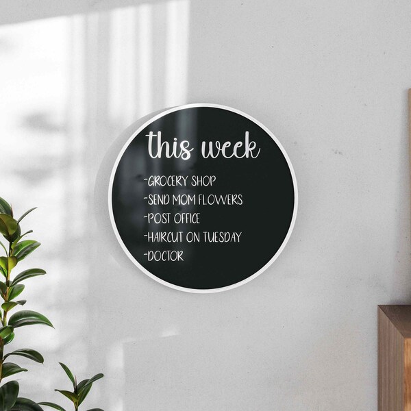 Flash Furniture Canterbury 24 Round Wall Mounted Magnetic Chalkboard w/Eraser & Chalk in Whitewash Pine Wood Frame HGWA-CHKCIRCLE24-WHTWSH-GG - main